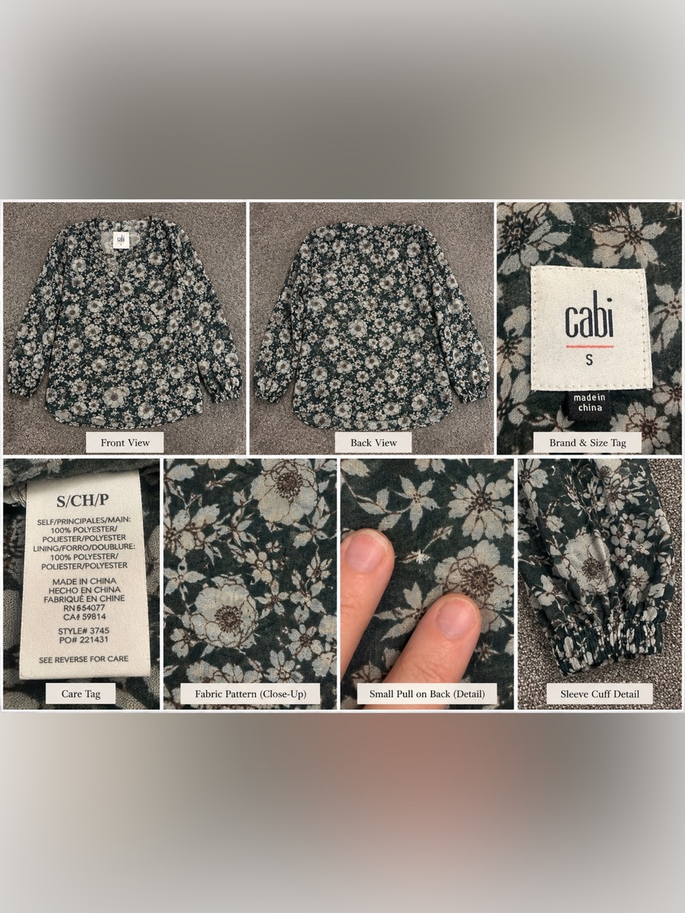 Cabi Floral V-Neck Blouse – Women’s Small